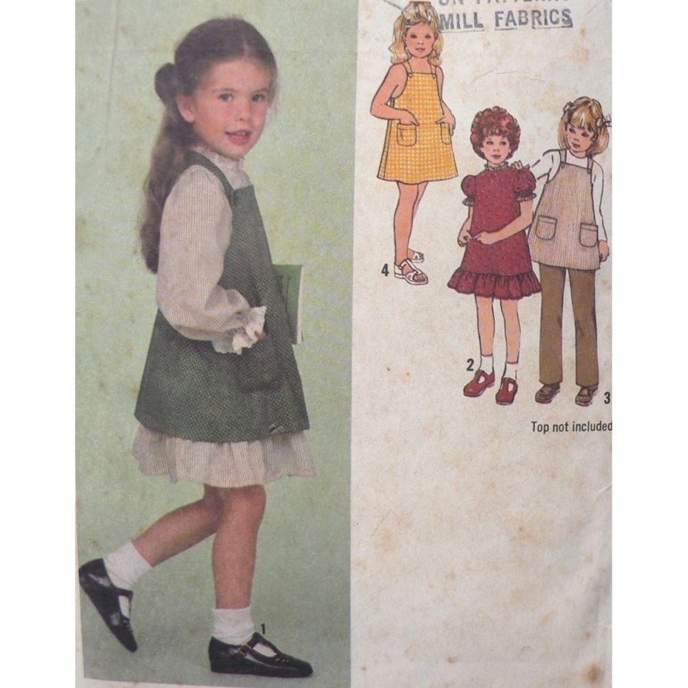 Vintage Simplicity Sewing Pattern 9211‎ Girls Dress Sundress Jumper Pants Size 3